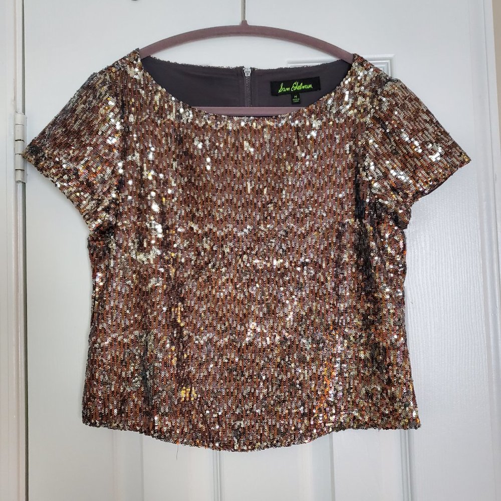 Sam Edelman sequin top, bronze and silver sequin top, women's size medium - Picture 5 of 9